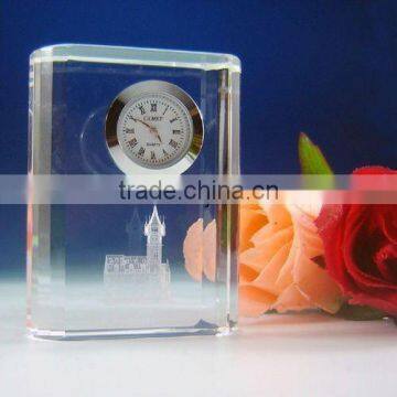 Square 3d Laser Crystal Clock Wholesale