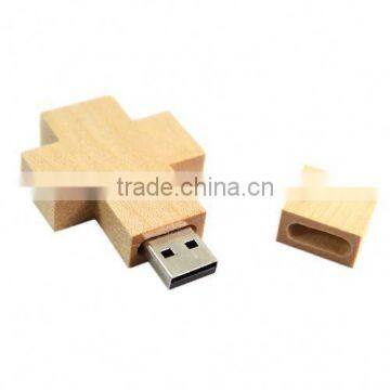 2014 new product wholesale wooden cross necklace usb flash drive free samples made in china