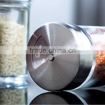 9 Clear Glass Spice Jars With Lids And Loading Shelf photo-3