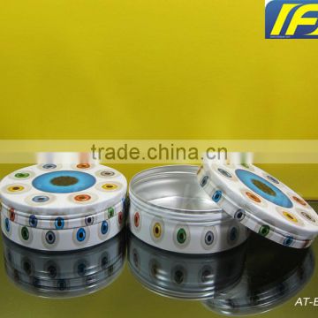 120g/ 100g/ 4oz Decorative Aluminum Round Soap Tin with threaded lid