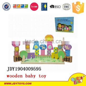 2015 new children wooden toys little garden construction block educational wooden toys