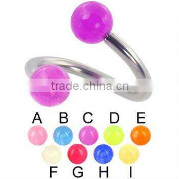 Glow-in-the-dark ball spiral barbell glow in the dark body piercing jewelry