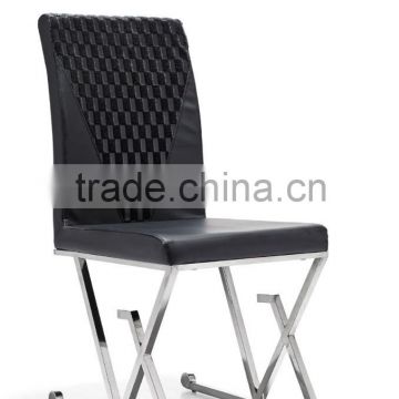 Z613 Modern comfortable black PU bow leather dining chair with metal frame