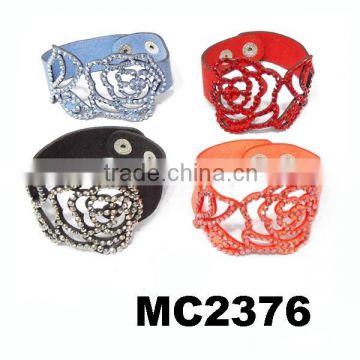 cheap crystal rose flower engraved bracelets wholesale