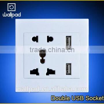 New Design Wallpad High Quality White PC110~250V Electrical Wall Socket With Usb Port USB Power Wall Lamp Light Socket EU UK photo-3