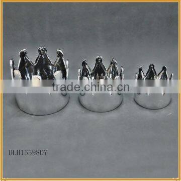 silver antique crown shape ceramic tealight candle holders