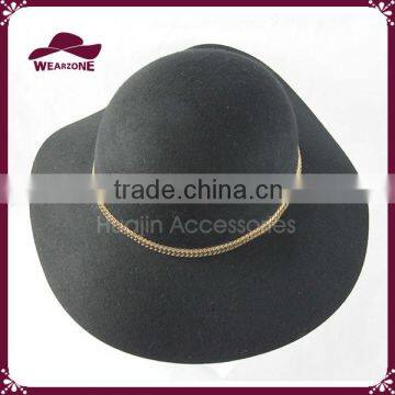 Wide Brim Floppy Style With Metal Decoration Felt Hat photo-3