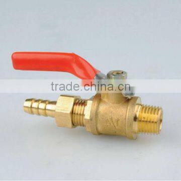 Brass mini hose ball valve with red handle