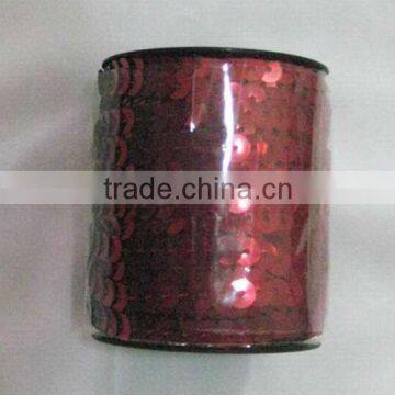 HOT SALE Red Metallic Foil Plastic Clothes Sequins ribbon cord, Pvc Confetti Ribbon