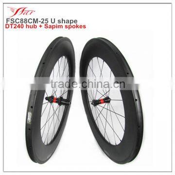 NEW 88mm carbon clincher wheels 25 U shape aero spokes high profile racing bicycle wheelsets from China Xiamen