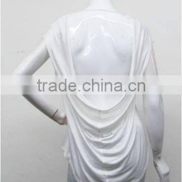 Wholesale Women White Plain Fashion Top,OEM High Quality Polyester/cotton Ladies Shirt Top photo-3