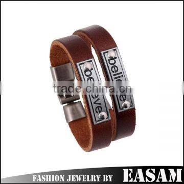 Factory wholesale couple jewelry Believe bracelet wide leather bracelet