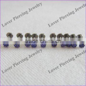 Wholesale Zircon Design High Polish Stainless Steel Unique Labret Studs [SS-L963B]