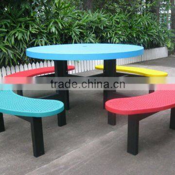 Powder coated outdoor metal street picnic table