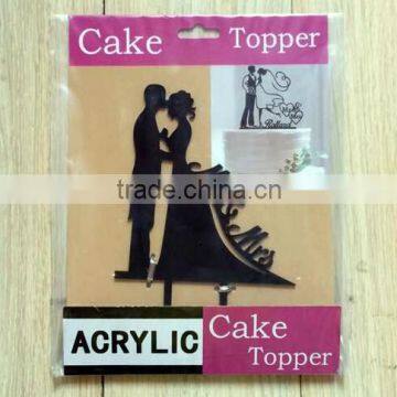 Bride and Groom Silhouette Wedding Cake Topper Custom Personalized Monogram Name