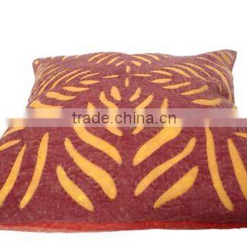 RTHCC- 86 Brown Yellow Hand Crafted Designer Applique Cut Work Cotton Kantha Stitch Cushion Covers Christmas Home Decor photo-6