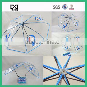 cartoon transparent 3 folding clear umbrella