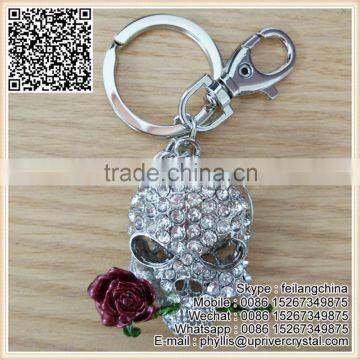 Cheap Fashion Good Quality Rose Skull Bite Keychain