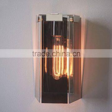 0627-5 unique Shape up your space Glass Sconce Single Polished Nickel Smoke Luster a mirrored effect when the lamp is off cast