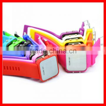 2013 Latest mirror silicone led own branded watch for girls