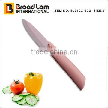 3" Pink Color Ceramic Fruit Knife with Razor-sharp Blade