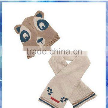 cotton/acrylic bear knit animal scarf hats for young boys