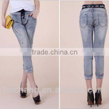 Ladies Jeans Top Design / Women Skinny Jeans Used Look