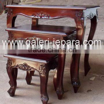 Nest of Mini Table - Mahogany Furniture Hand Carved - Vintage Furniture Style