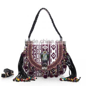 Hot Sale Fashion Purple Vintage Tassel Bohemian Shoulder Bags Wholesale