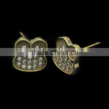Gold Crystal Owl Stud Earrings