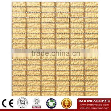 IMARK Gold Color Painting Crystal Glass Mosaic Tiles for Wall Decoration Code IVG8-021