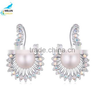 High quality Fashion jewelry Plating of Gold Crystal Stud Earrings gift wholesale