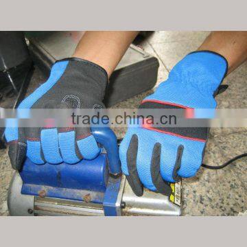 Synthertic mechanic micro fiber palm glove with reinforced PVC patch