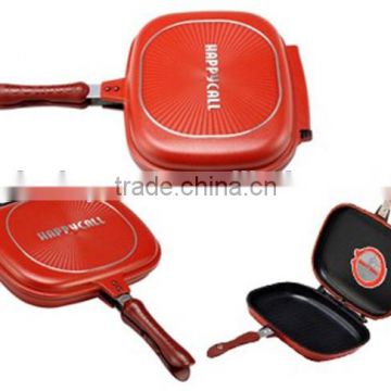 die-cast aluminum happy call double fry pan