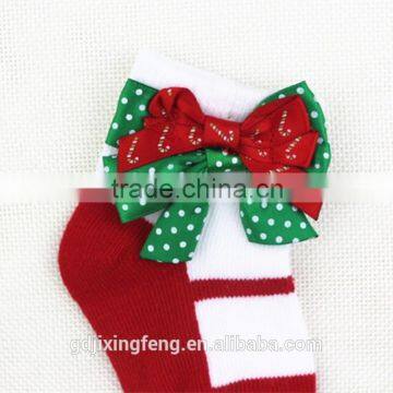 Customized Happy Cute Christmas Baby Socks With Bowknot for Holiday Made of Cotton photo-6