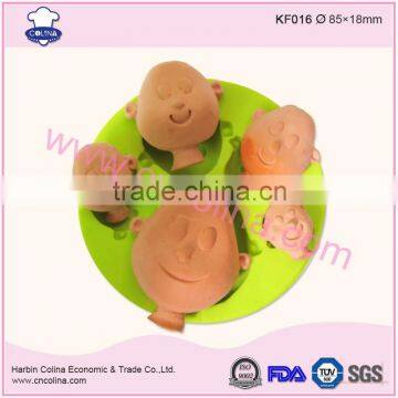 5 sizes 3d decorating face silicone fondant molds