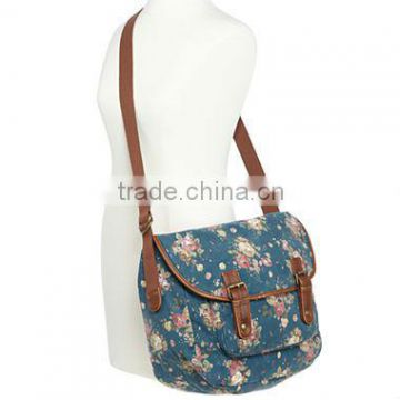 Canvas Floral-Print Messenger Bag /school messenger bags