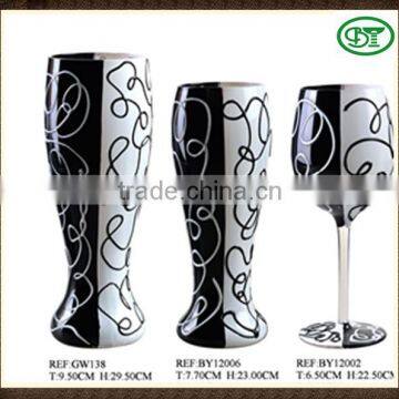 new design black hand painted glass wine glass