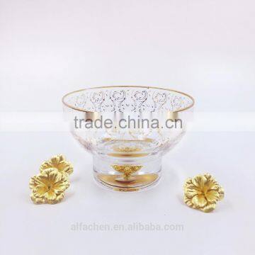 Lead-free Crystal Gold-Rimmed Tableware Bottom 24K Gold Foil Filled Unique Salad Bowl