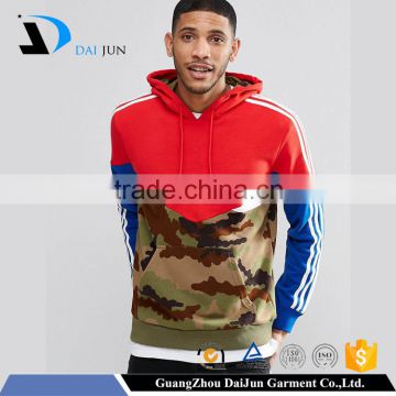 Oem men 100% cotton with hood pull over camousflag splice color camo hoodie