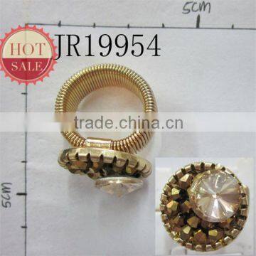 Elastic Design Fashion Plated Gold Zircon Ring