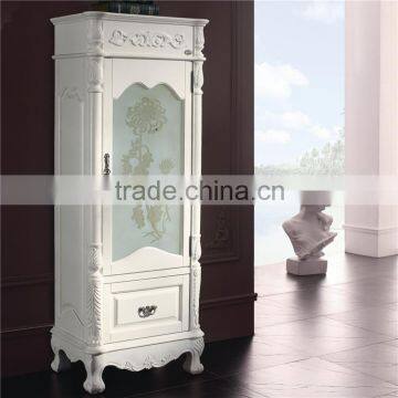 White floor bathroom vanity cabinet with side cabinet tall vanity