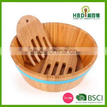 High quality bamboo bowl,bamboo salad bowl with server