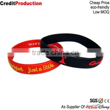 Custom embossed printed logo silicone bracelet/rubber bracelet/silicone wristbands