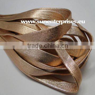 Flat Nappa Leather cords - plain style - Rosegold- 10mm