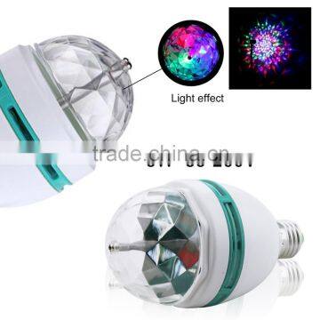 E27 3 Watt Triangle Bulbs RGB Color Changing Crystal Ball Effect DJ Disco Lamps LED Auto Rotating Stage Light photo-4