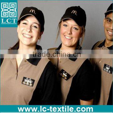 custom made logo embroidered fast food uniforms for Mcdonald's