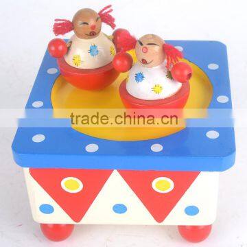 Boxed Wooden Clockwork Dancing Sister Music Box Musical Box