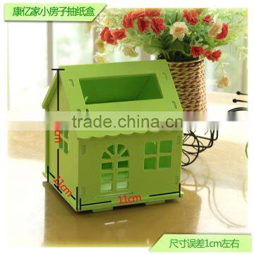 wood plastic composite Small House Carving tissue box