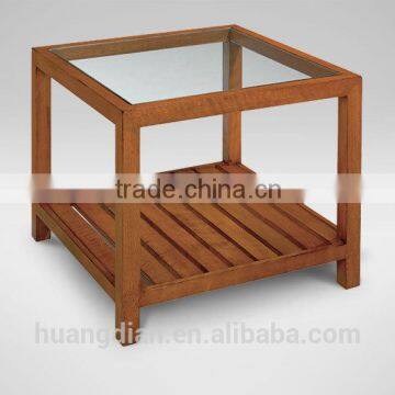 china supplier modern solid wood coffee table with glass top